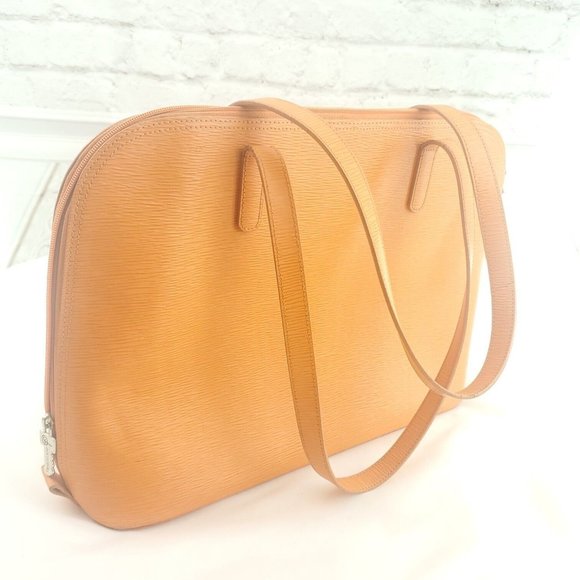 Jack Georges Womens Orange Leather Handpainted Floral Double Handles Tote Bag - Picture 2 of 15